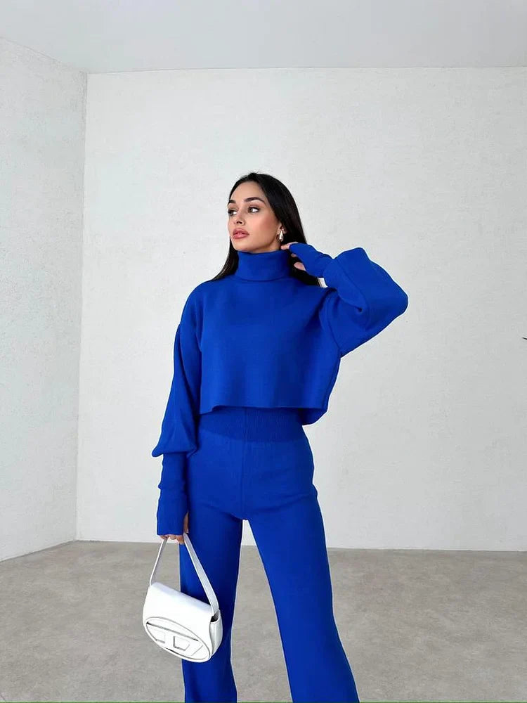 Elegant Sæt med Strikhandsker og Turtleneck