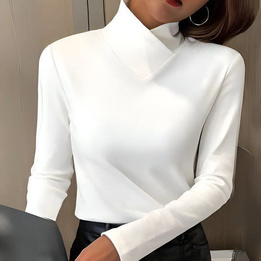 Sculpted Bluse med Elegant Hals — Stil og Komfort i Én