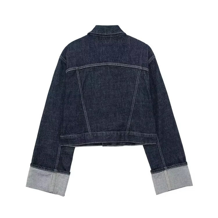Klassisk Kort Denimjakke til Kvinder