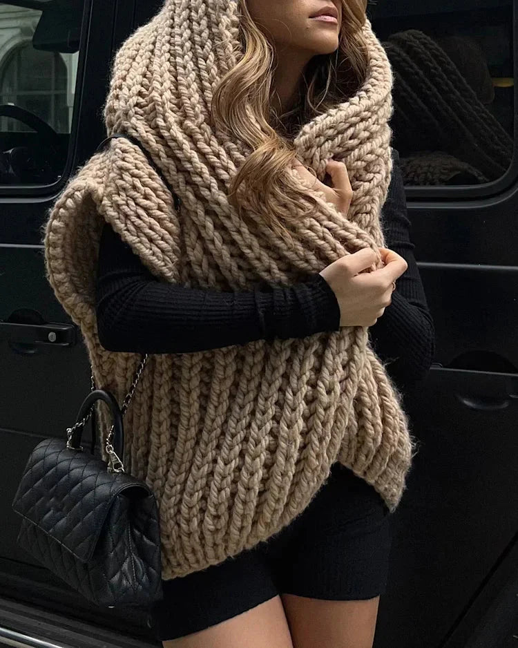 Lyxig Oversize Stickad Hoodie