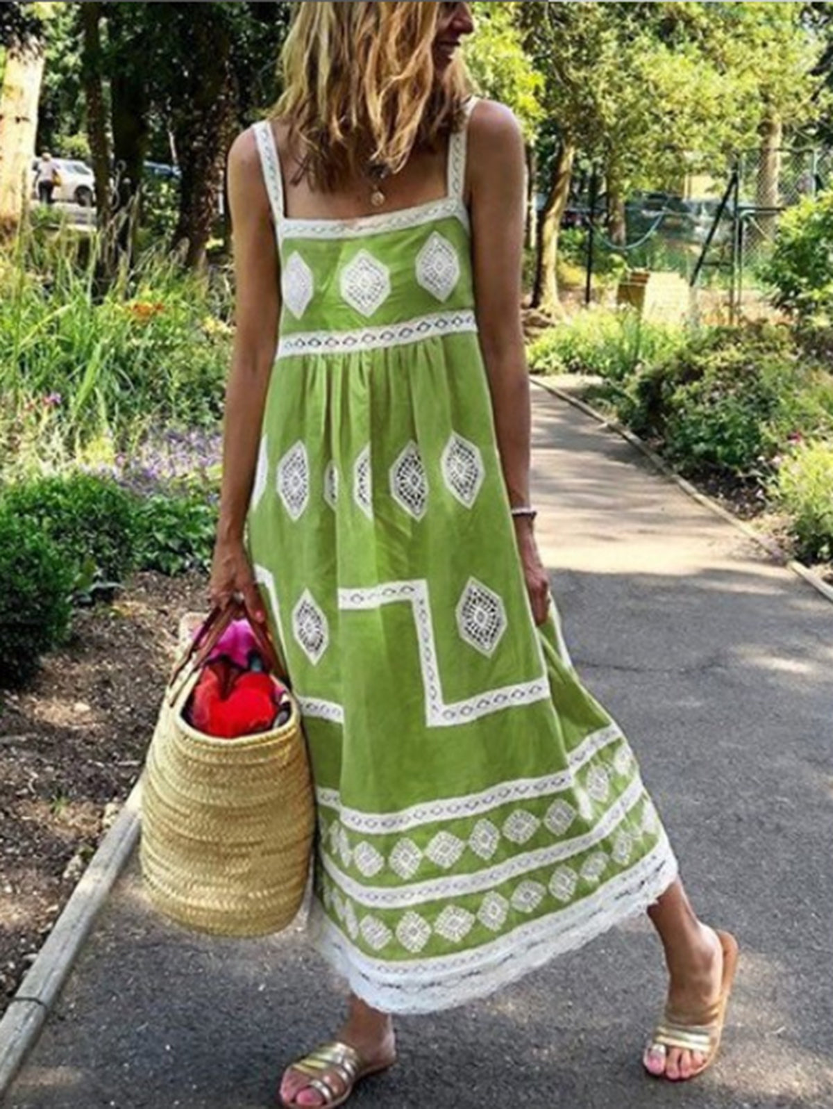 Funktionelt Boho-Maxikjole med Elegant Udsnit