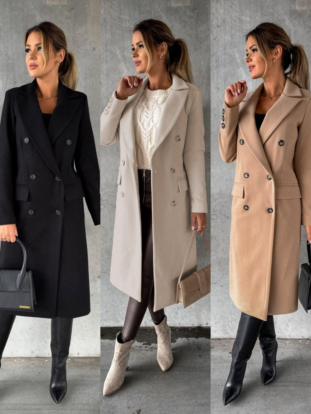 Lång vinterjacka | Traditionell design med knappslå
