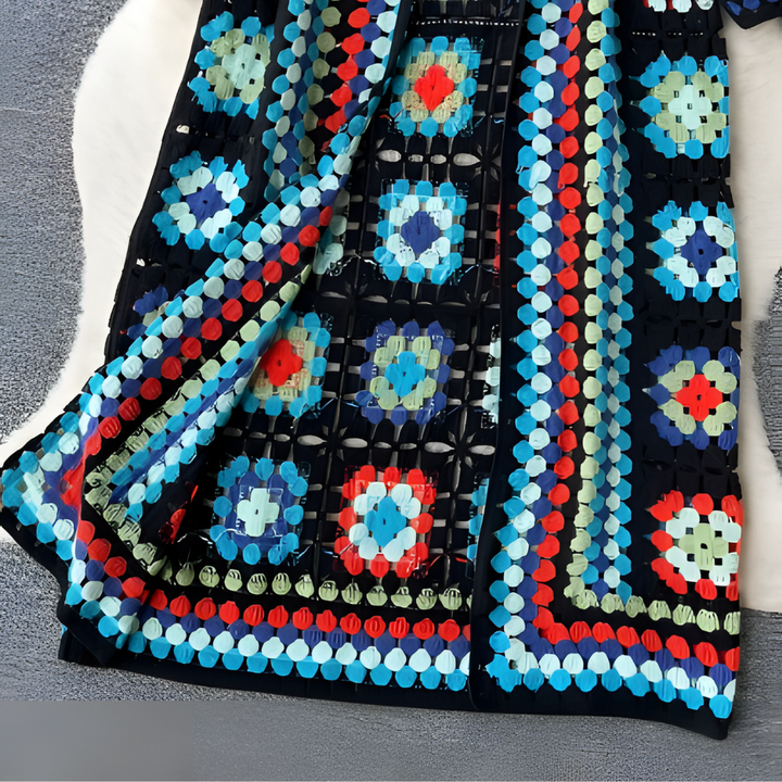 Flerfärgad damkofta – elegant lång cardigan för dam
