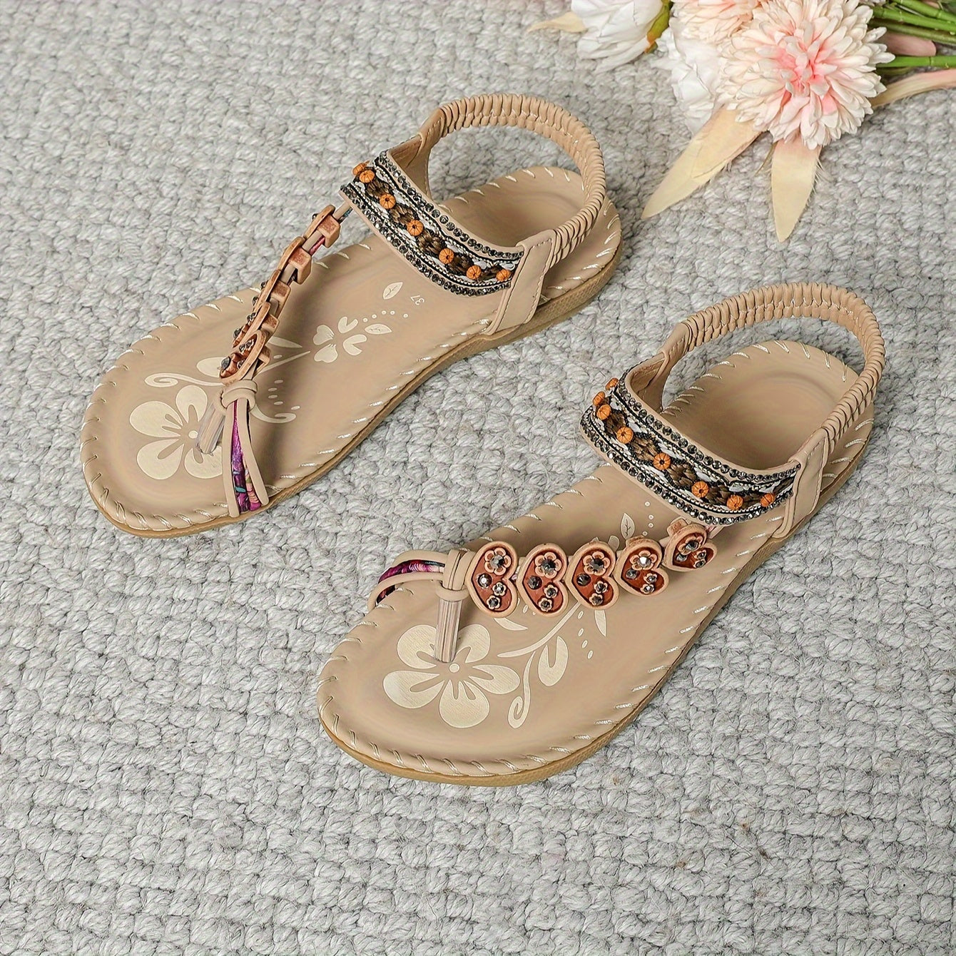 Livia | Eleganta Sommar Sandaler med Blommor