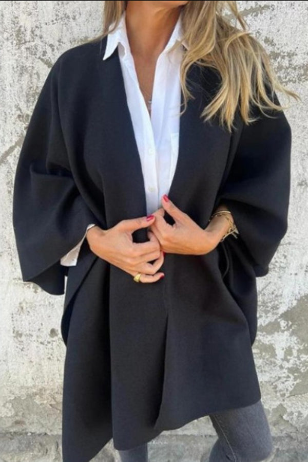 Elegant afslappet V-hals Cape Jakke