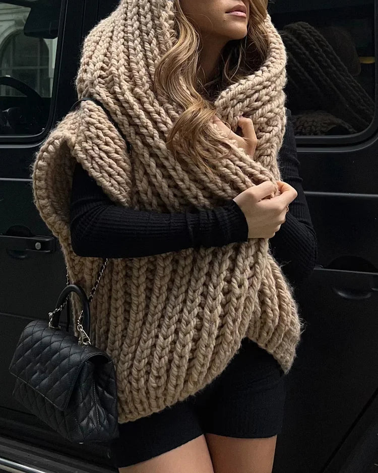 Lyxig Oversize Stickad Hoodie