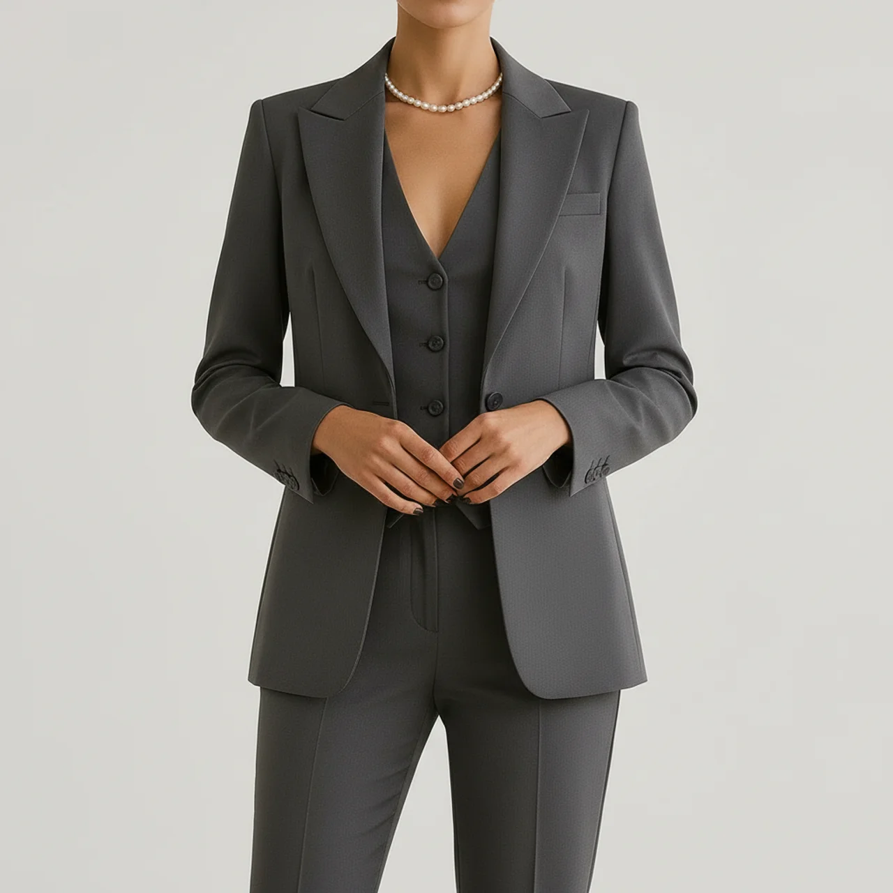 Kostymset för dam, tre delar, slim fit