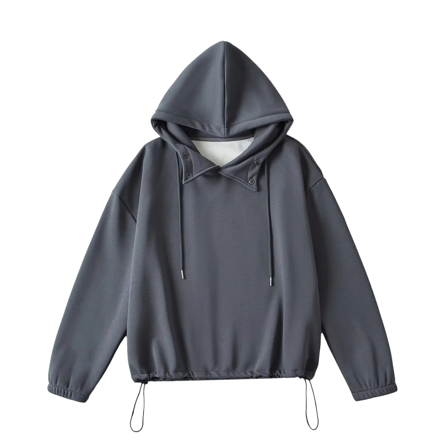 Stilren Hoodie med Halvhög Krage och Unika Detaljer
