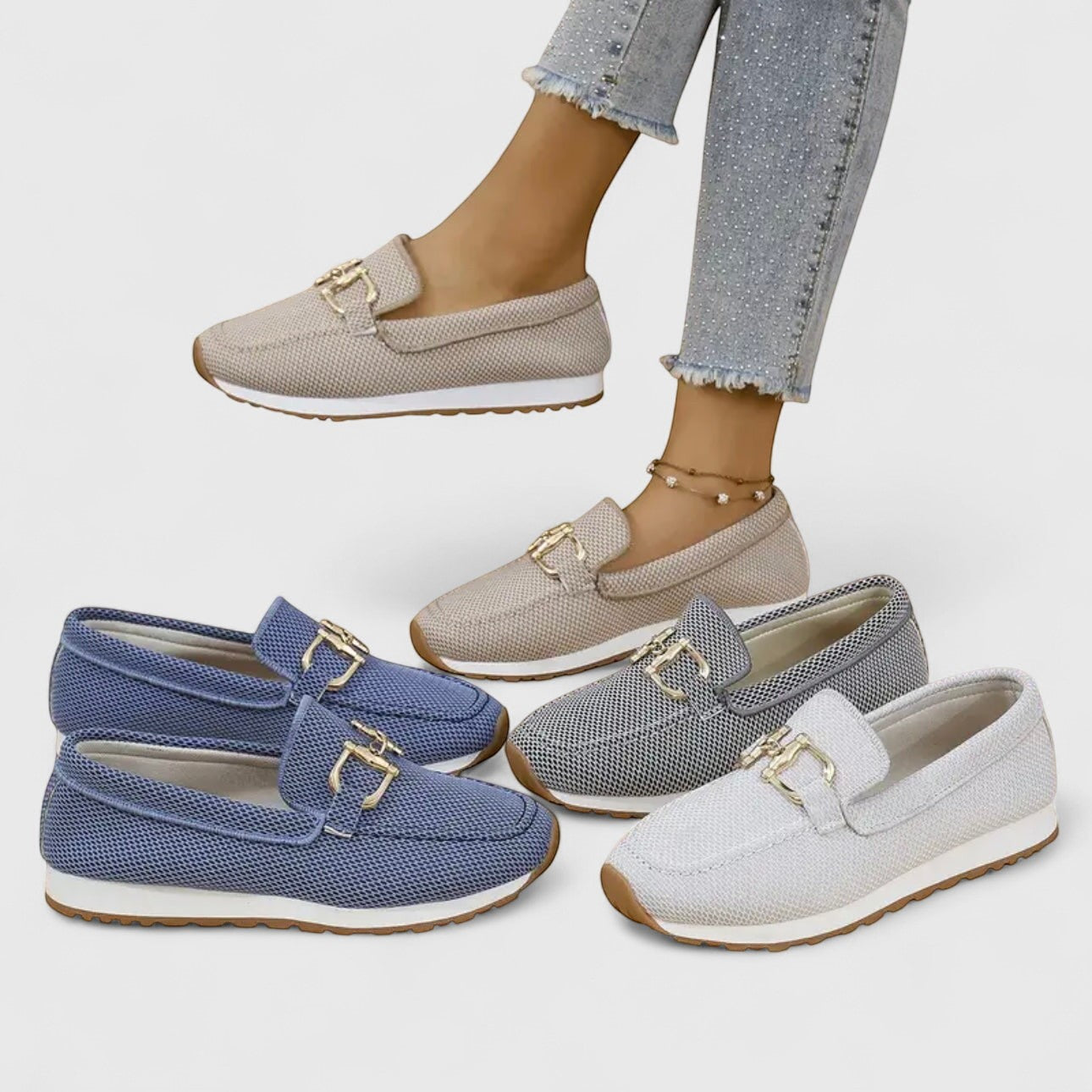 Mesh Loafers för kvinnor med rem