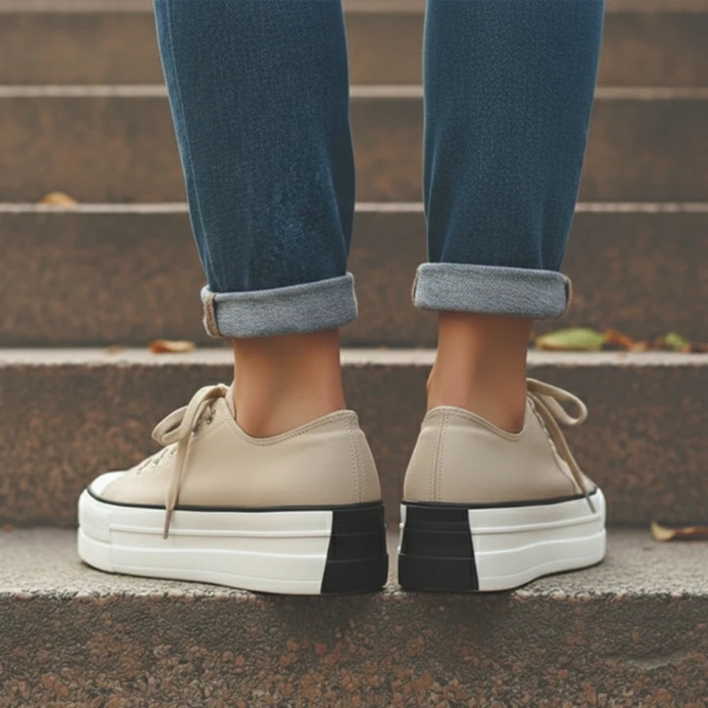 Dame Canvas Sko – Sneakers med plateau sål og åndbart design til fritid og hverdag
