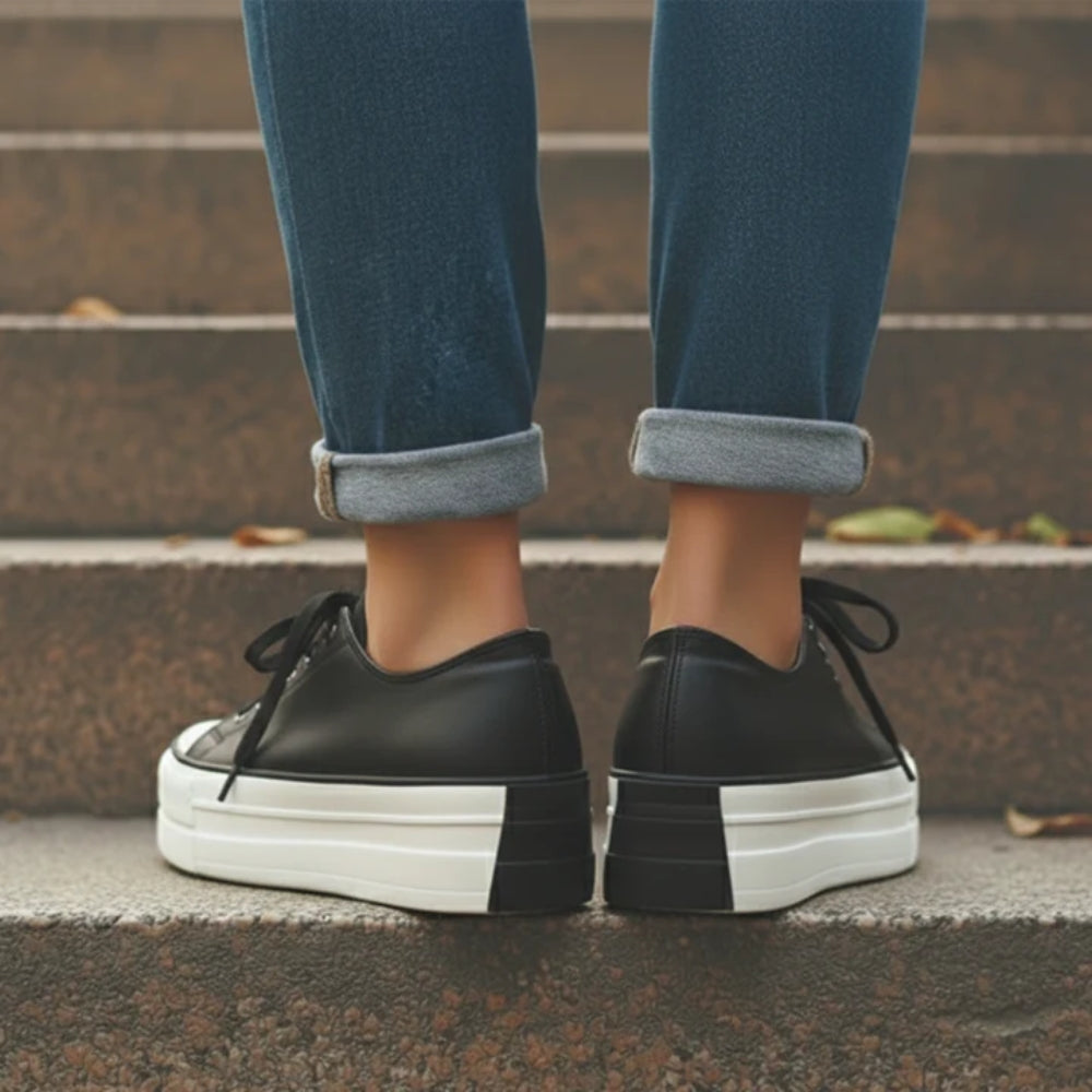 Dame Canvas Sko – Sneakers med plateau sål og åndbart design til fritid og hverdag