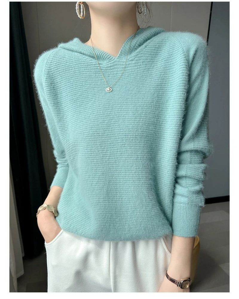 Dame Hoodie 100% Mink Kaschmir – Blød pullover til efterår og vinter