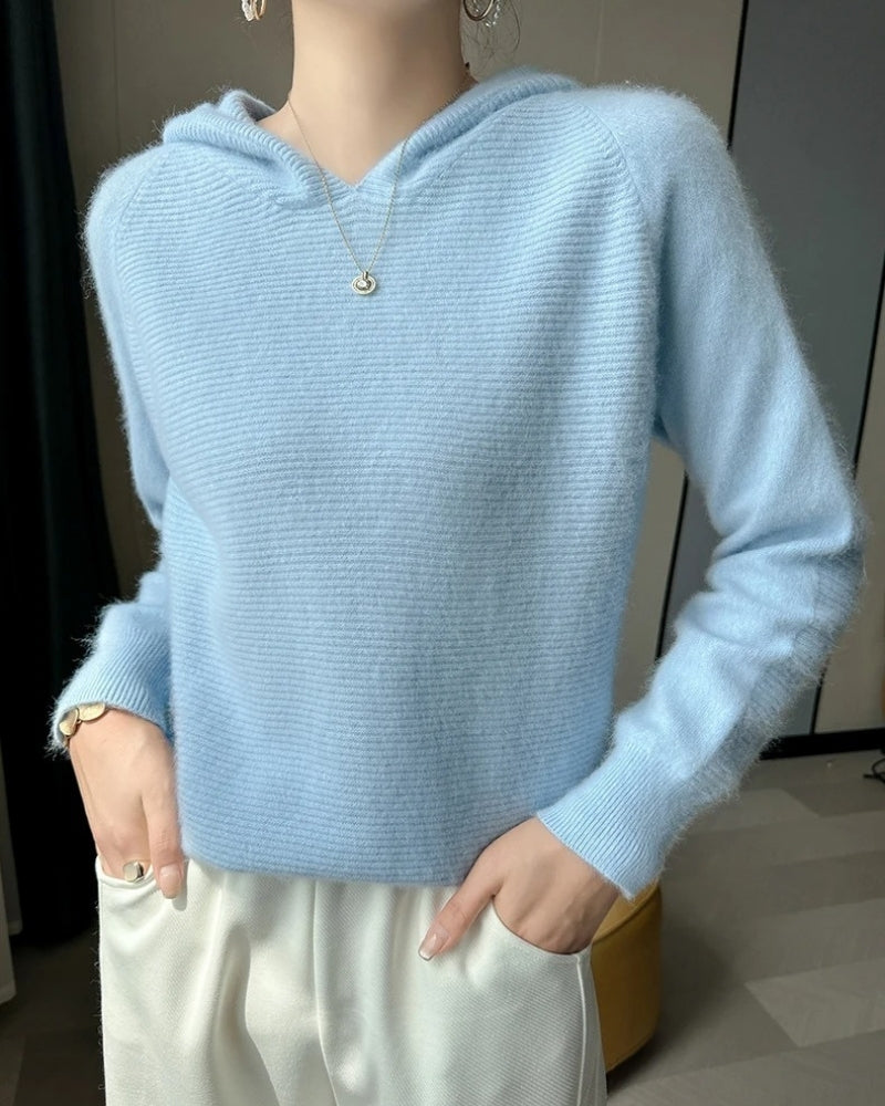 Dame Hoodie 100% Mink Kaschmir – Blød pullover til efterår og vinter