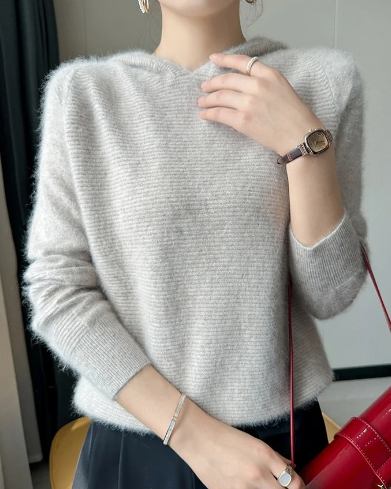 Dame Hoodie 100% Mink Kaschmir – Blød pullover til efterår og vinter