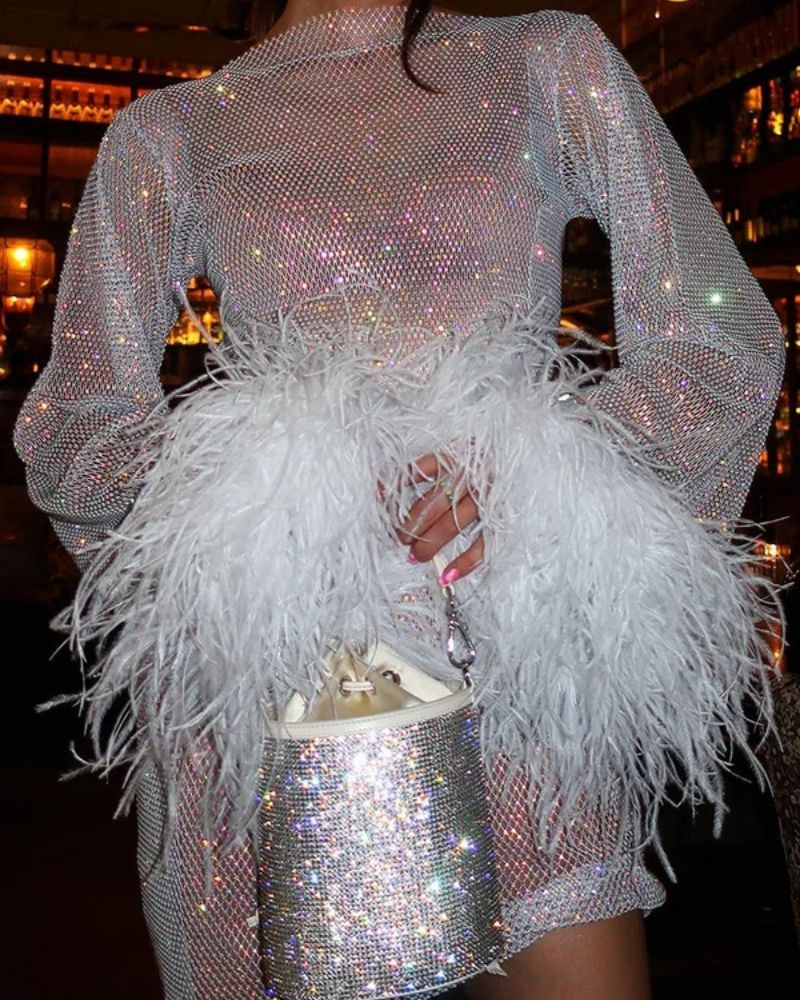 Dame Partykjole – Festlig & glitrende, knælang