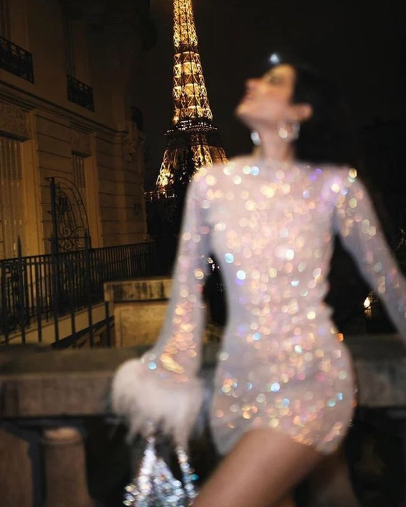 Dame Partykjole – Festlig & glitrende, knælang