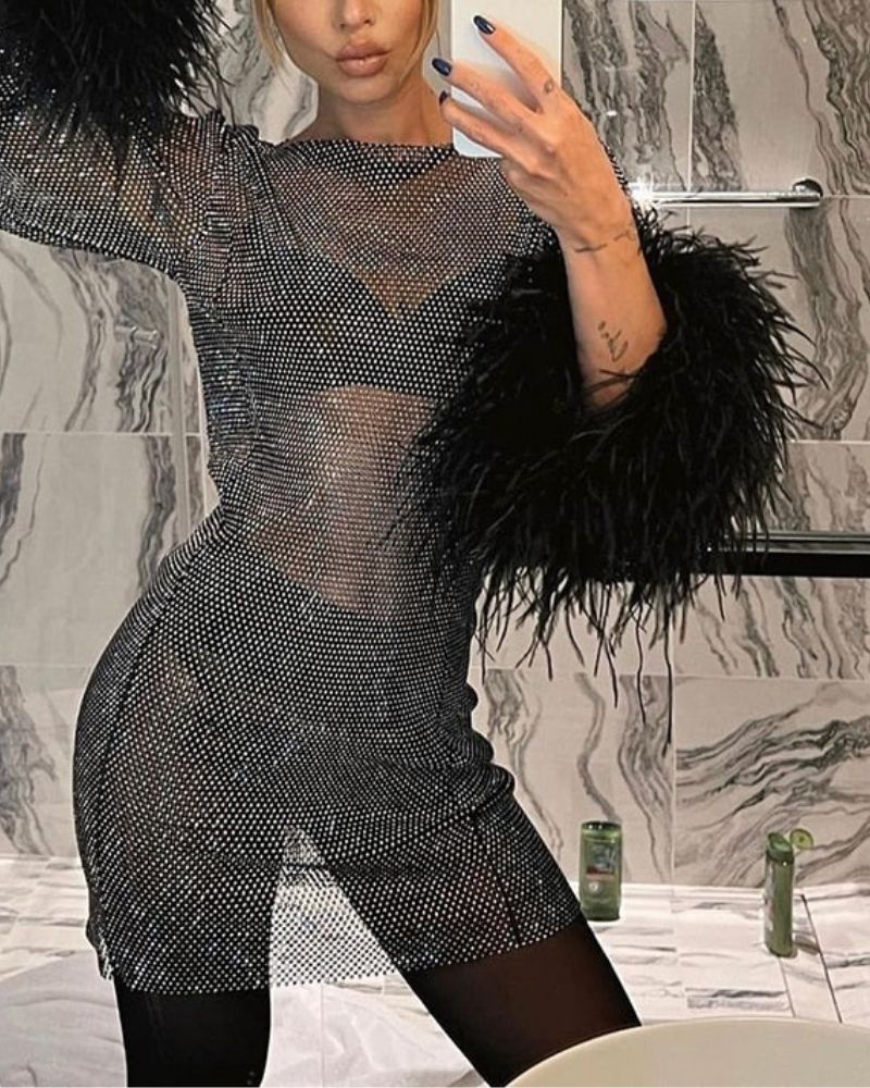 Dame Partykjole – Festlig & glitrende, knælang