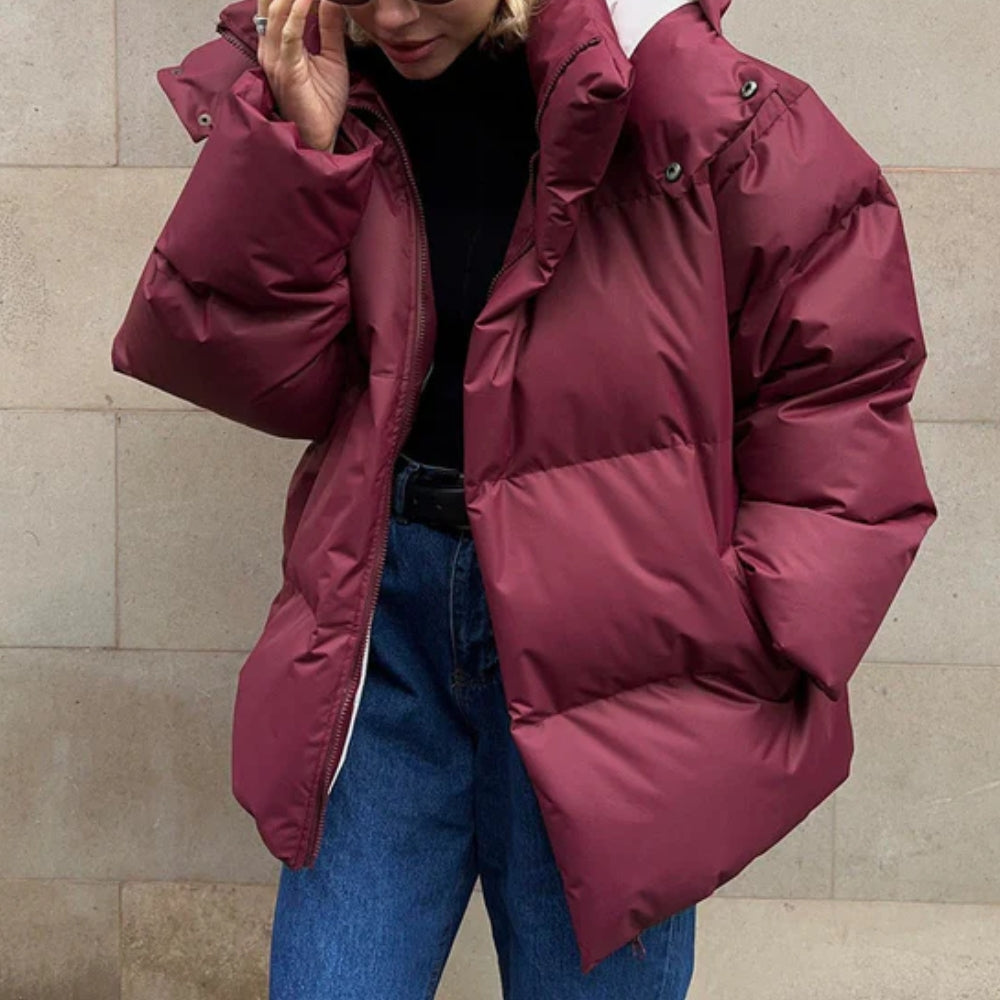 Dame-Puffer-vinterjakke – Varmer quiltet frakke