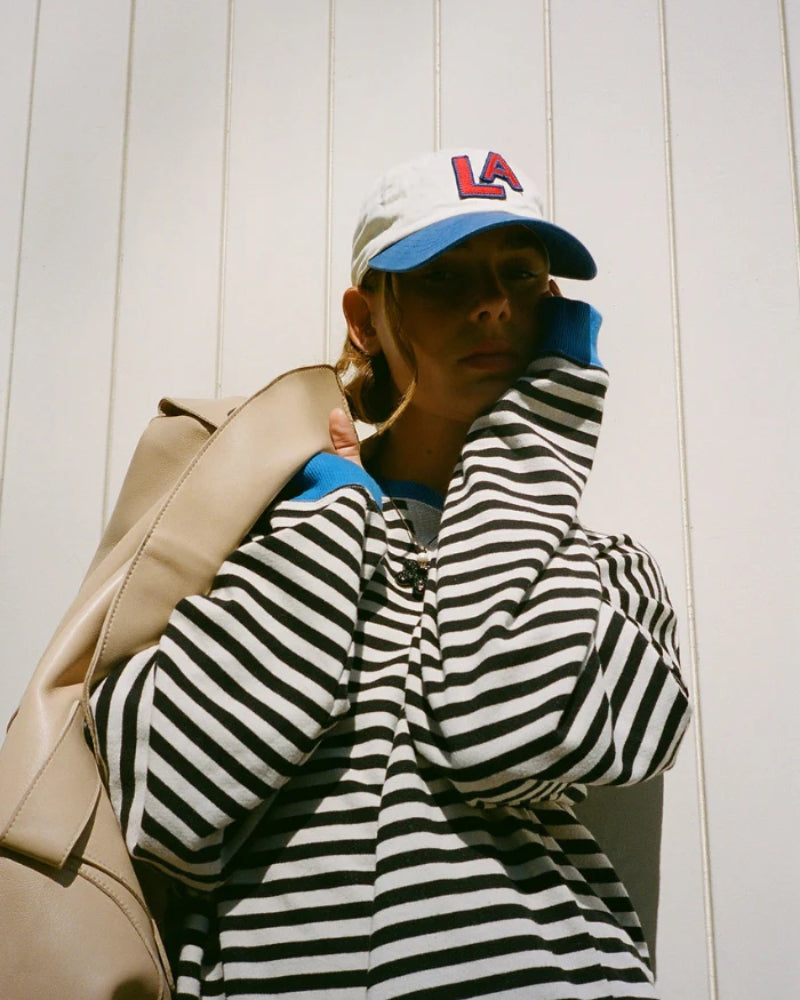 Dame pullover i over størrelse – Moderne stribet design