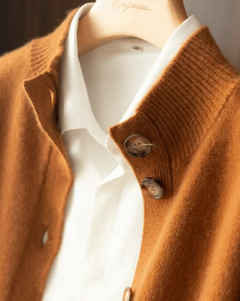 Dame Strikjakke - Langærmet overdel med knapper