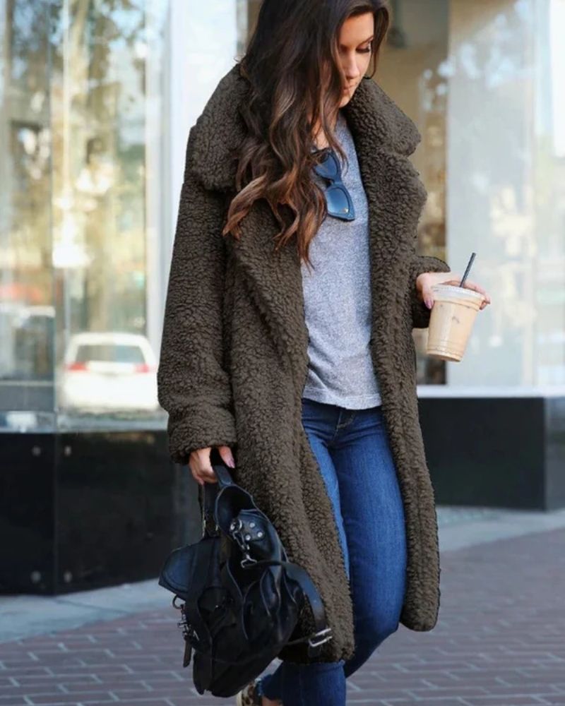 Dame Teddy-vinterjakke – Varm & langærmet til kolde dage