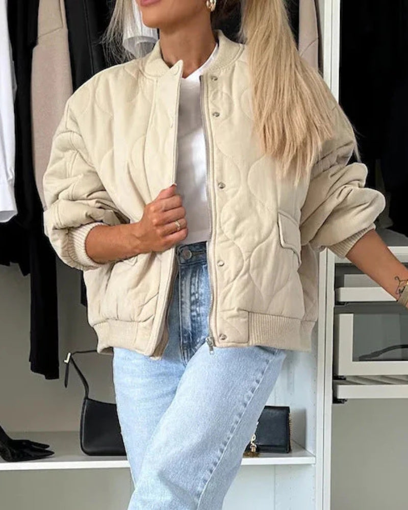 Dame Vinter-Bomberjakke – Steppet Design med afslappet pasform