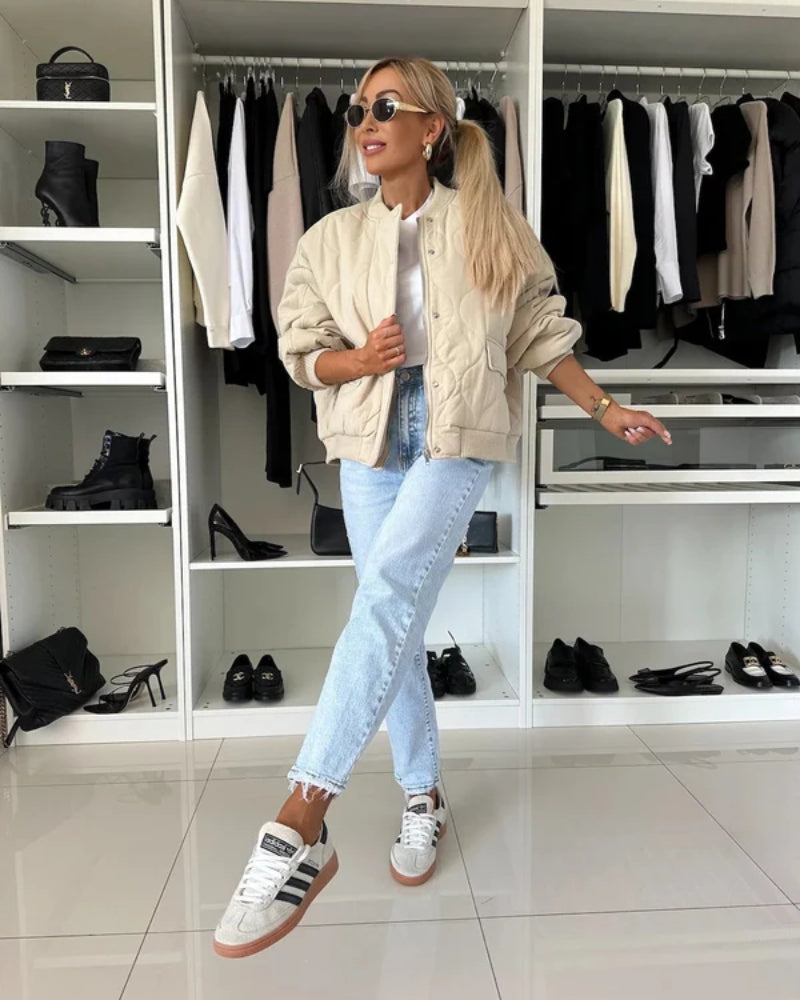 Dame Vinter-Bomberjakke – Steppet Design med afslappet pasform