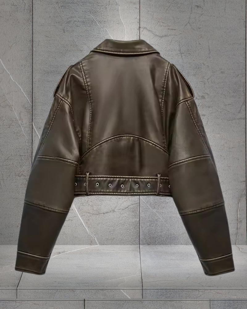 Dame-vinterjakke med bälte och lynlås – Modern stil til hver dag