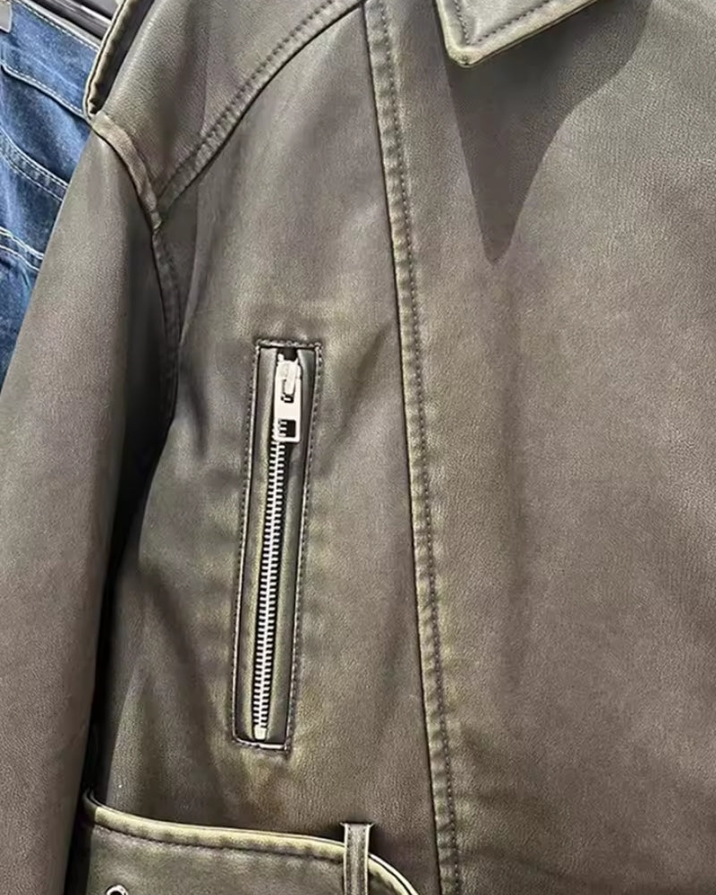 Dame-vinterjakke med bälte och lynlås – Modern stil til hver dag