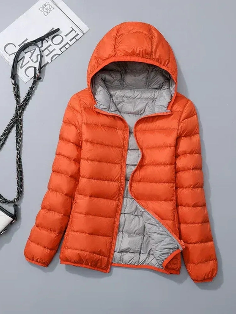 Dame-vinterjakke i steppestil – Let og varmende