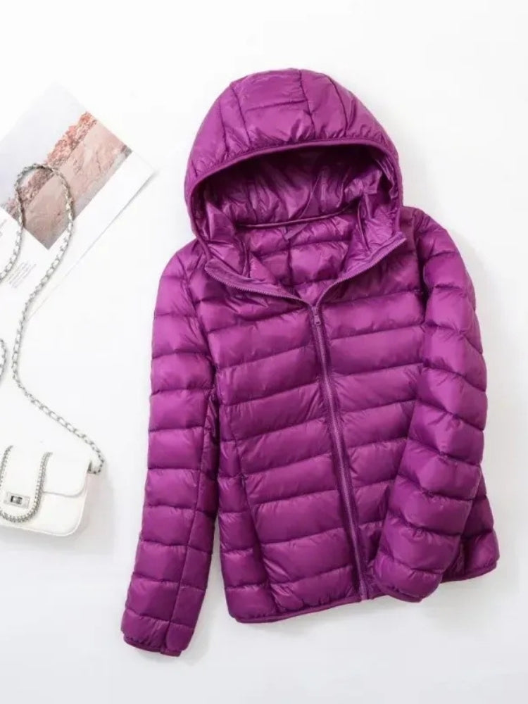 Dame-vinterjakke i steppestil – Let og varmende