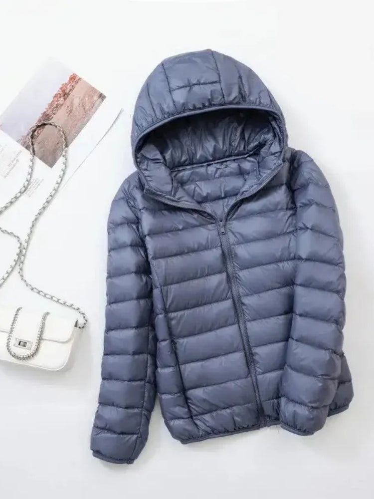 Dame-vinterjakke i steppestil – Let og varmende