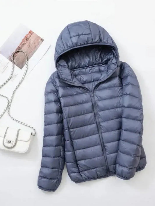 Dame-vinterjakke i steppestil – Let og varmende