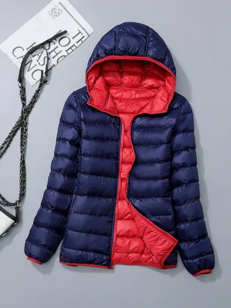 Dame-vinterjakke i steppestil – Let og varmende