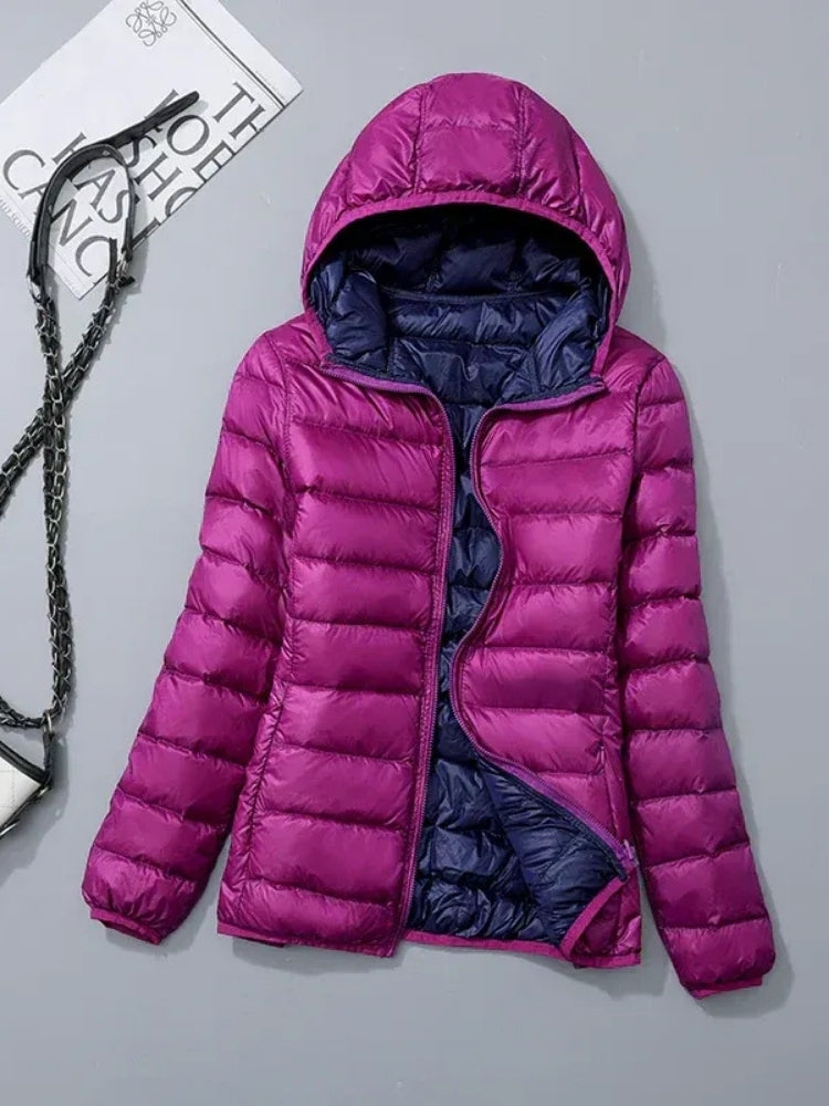 Dame-vinterjakke i steppestil – Let og varmende