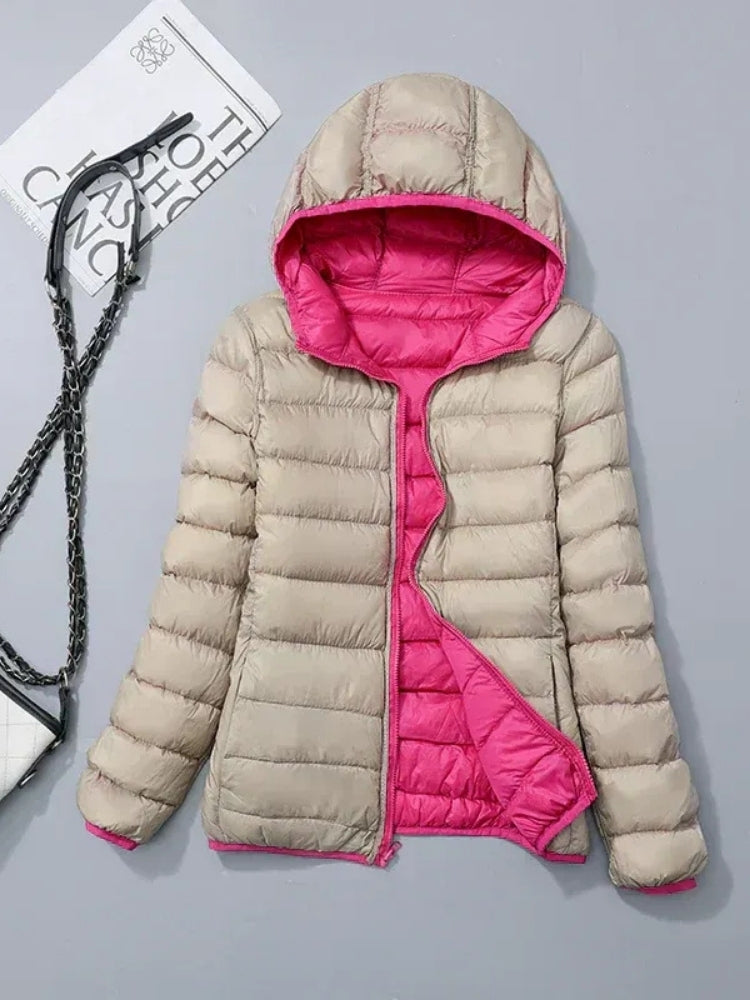 Dame-vinterjakke i steppestil – Let og varmende