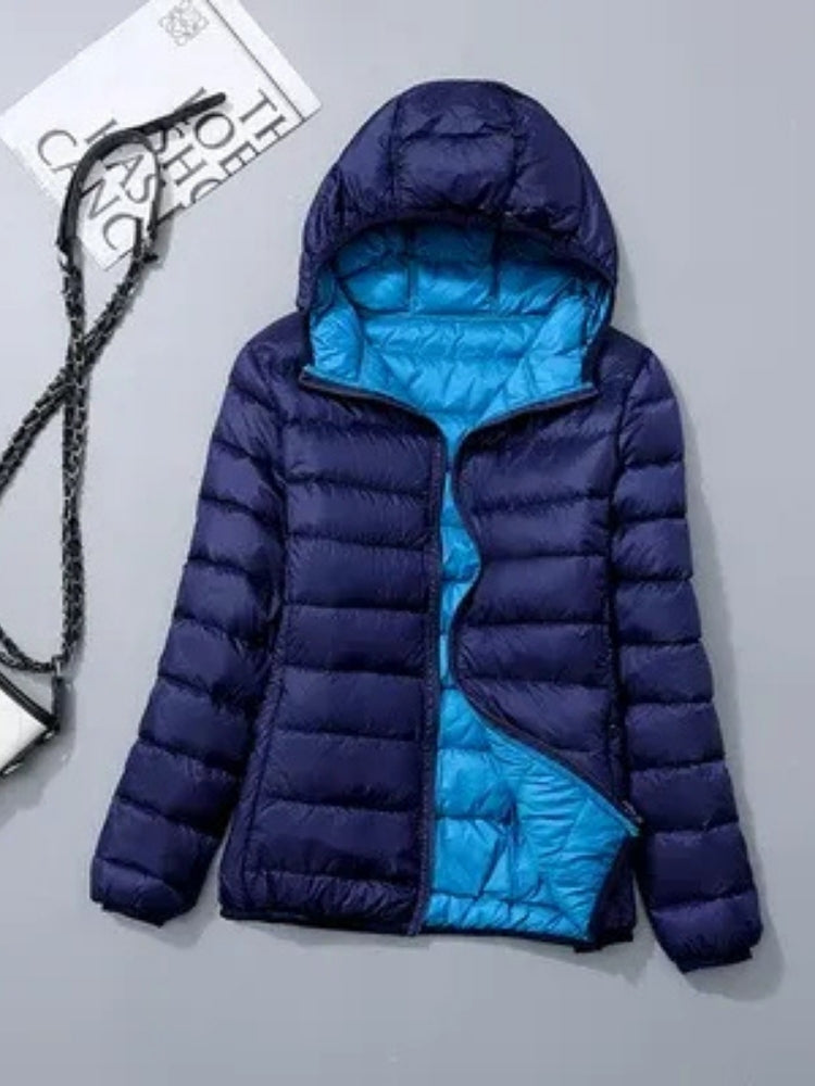 Dame-vinterjakke i steppestil – Let og varmende