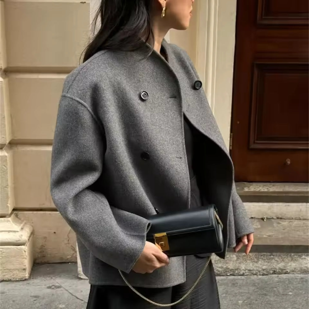 Damer-vinterjakke - Løst skåret frakke med knaplukning