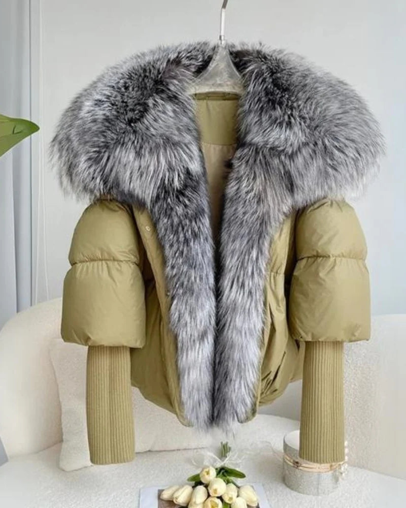 Dame-vinterjakke - Puffer-stil med krave