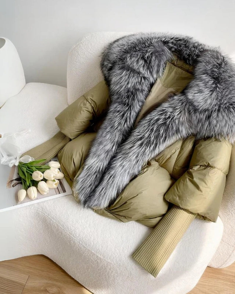 Dame-vinterjakke - Puffer-stil med krave