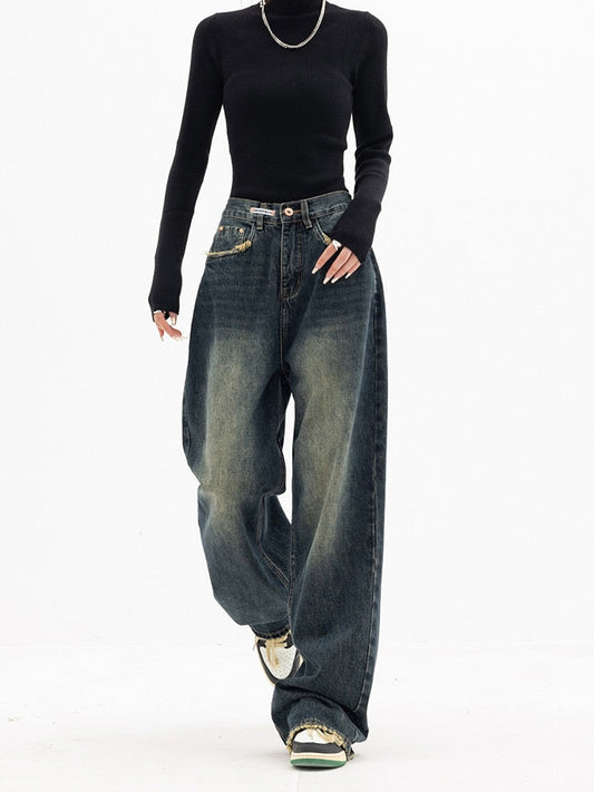 Damejeans med Højtaljet Komfort og Vintage Denim Look