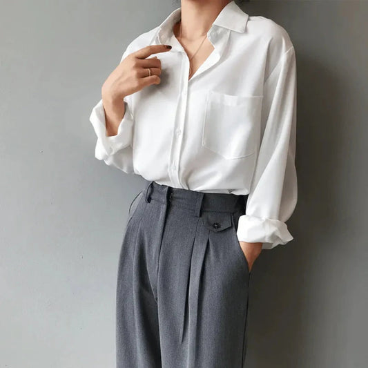 Damebluse - Langærmet top til arbejde og særlige lejligheder