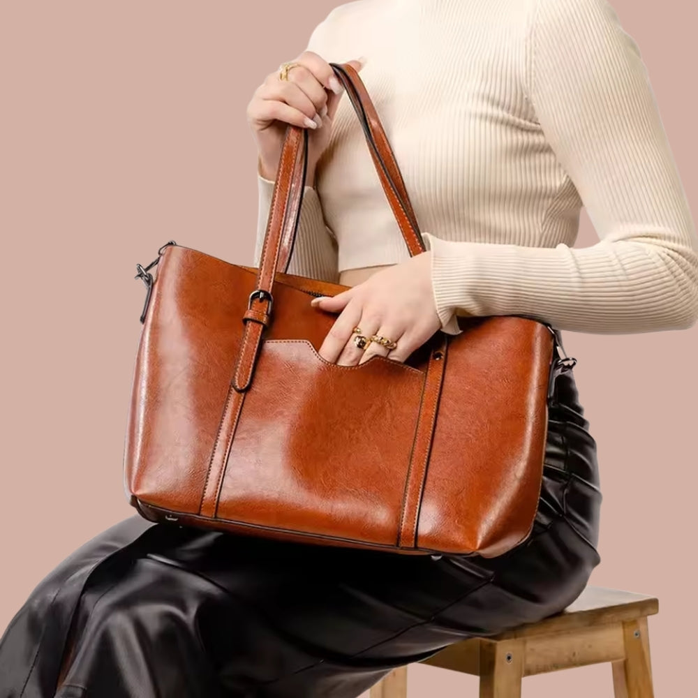 Dame håndtaske - Dobbelt håndtag design med aftagelig rem