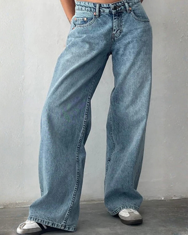 Damejeans Lav Talje – Behagelige Hoftjeans med Stretch og Moderne Snit