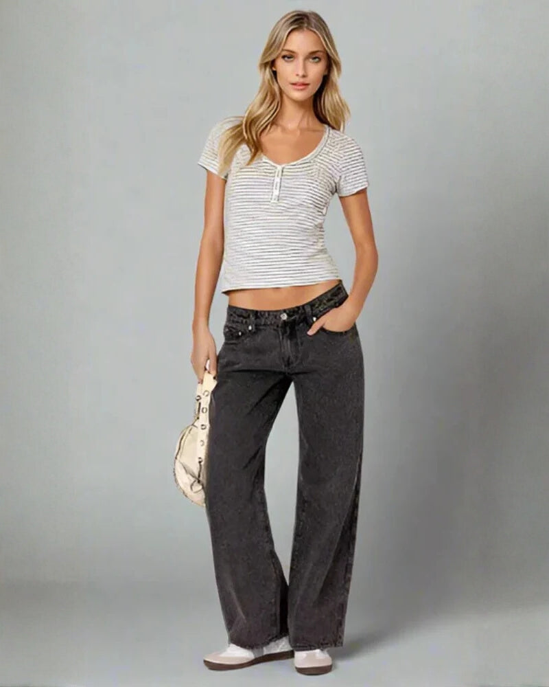 Damejeans Lav Talje – Behagelige Hoftjeans med Stretch og Moderne Snit