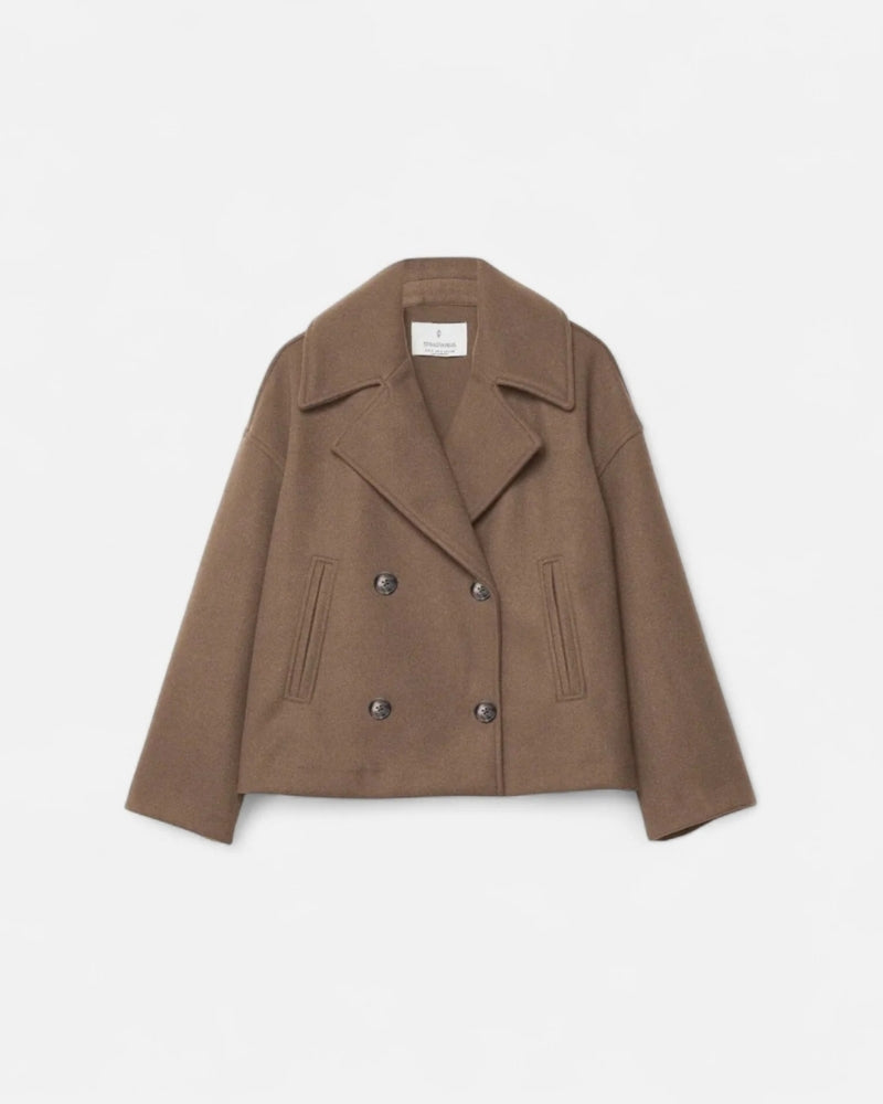 Damefrakke – Vinterjakke i to-radede design med struktur