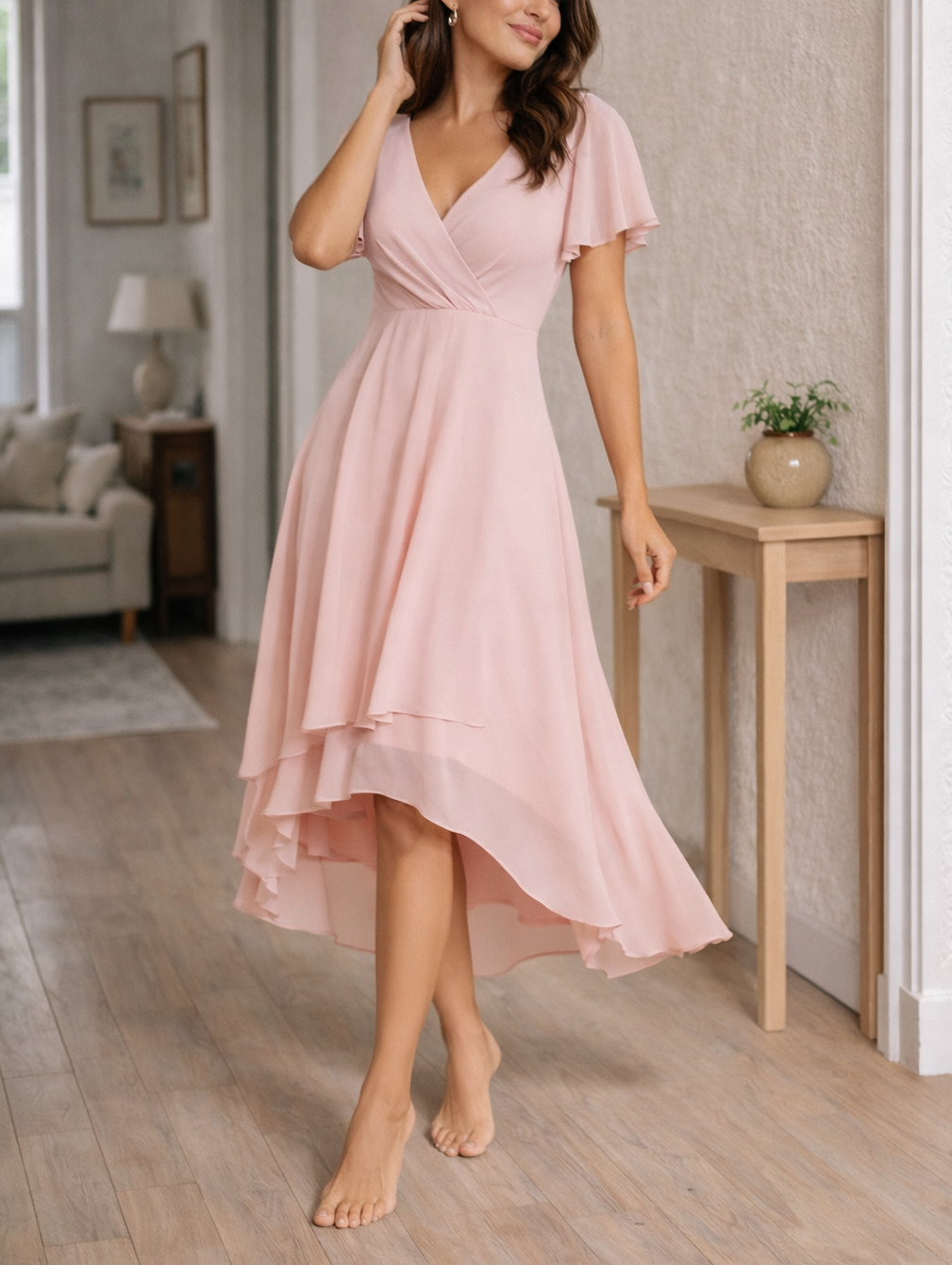Elegant V-ringad Klänning i Alicia-stil