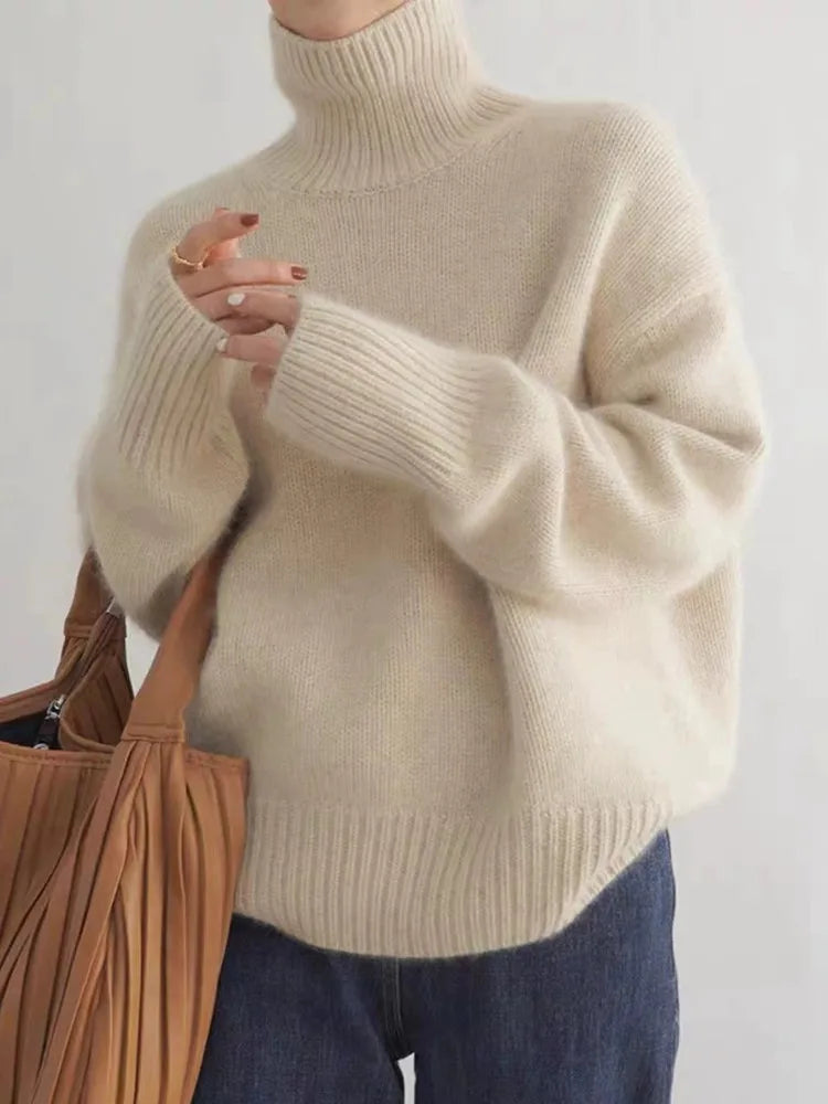 Elegant Strikpullover med Rullekrave til Koldere Dage