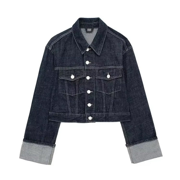 Klassisk Kort Denimjakke til Kvinder