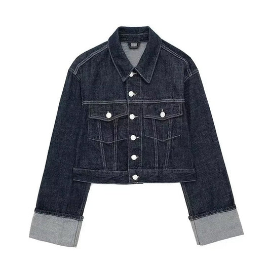 Klassisk kort denimjacka för dam